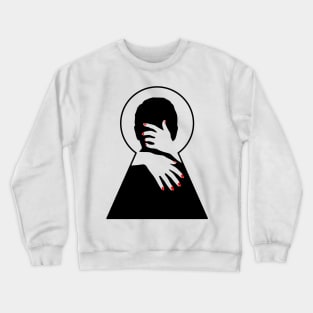 Woman hugging man seen through a keyhole Crewneck Sweatshirt